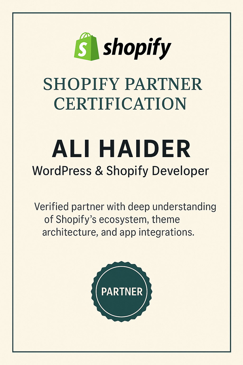 Shopify Partner Certification